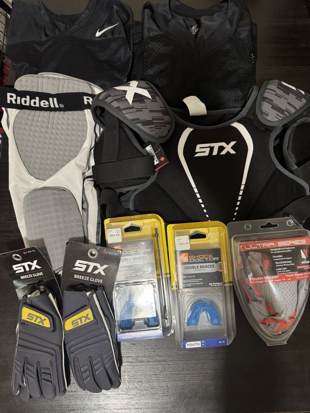 Youth Football Starter Protective Gear Small/Large Black & White Bundle  NWT